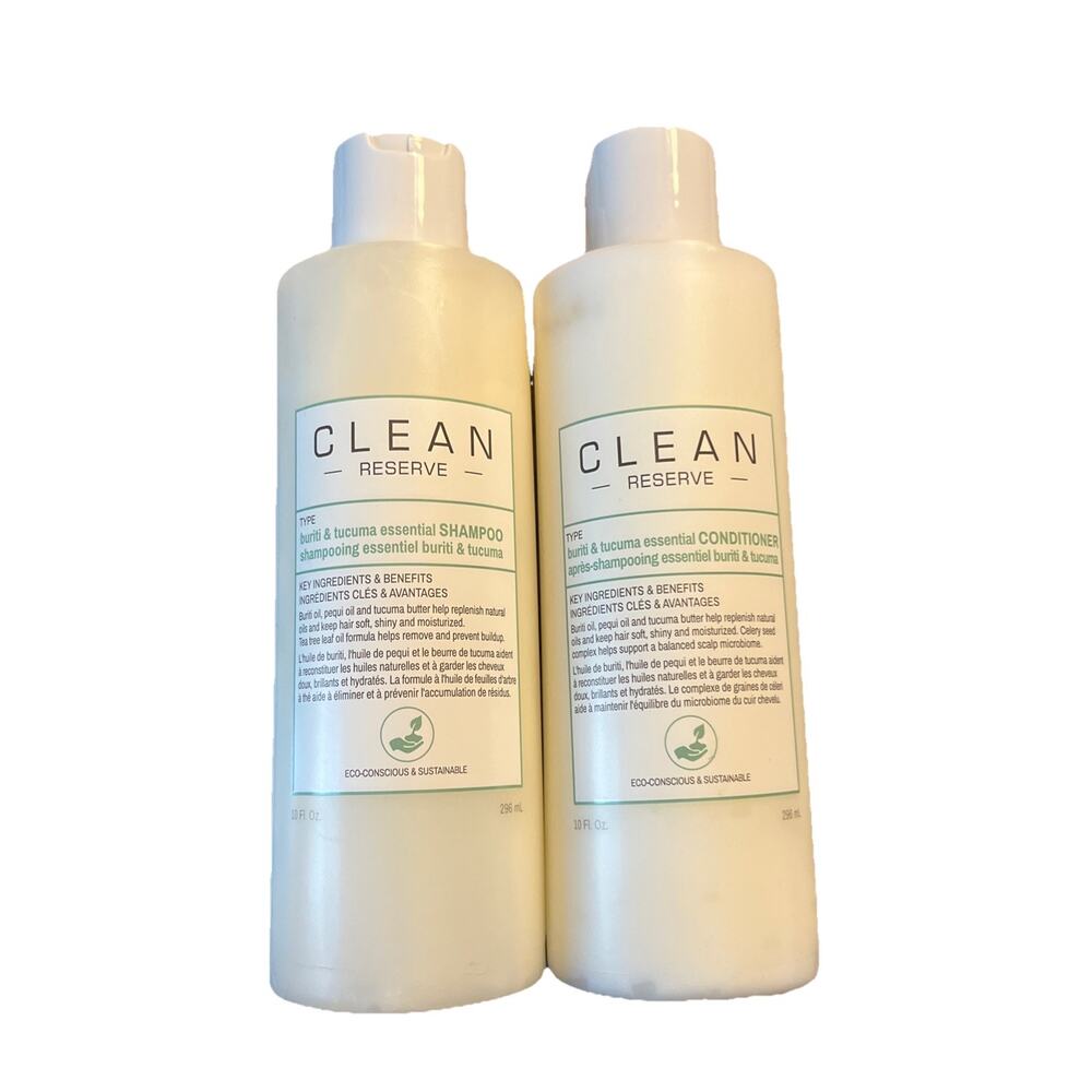 CLEAN Reserve Buriti & Tucuma Essential SHAMPOO & CONDITIONER 10 OZ new